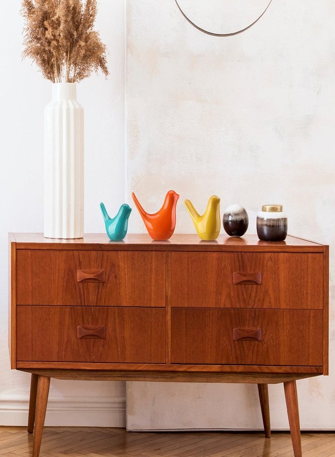 AceOrbit 3pcs Mid Century Modern Decor Medieval Table Decor Ceramic Birds Orange Blue and Yellow Ceramic Birds for Home Office Table Desktop Bookshelf Mantelpiece Shelf Centerpiece - Image 5